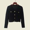 2024 New Arrival French Classic Style Black Knitting Cardigan Outwear Elegant Slim-Fit Crop-Top Women