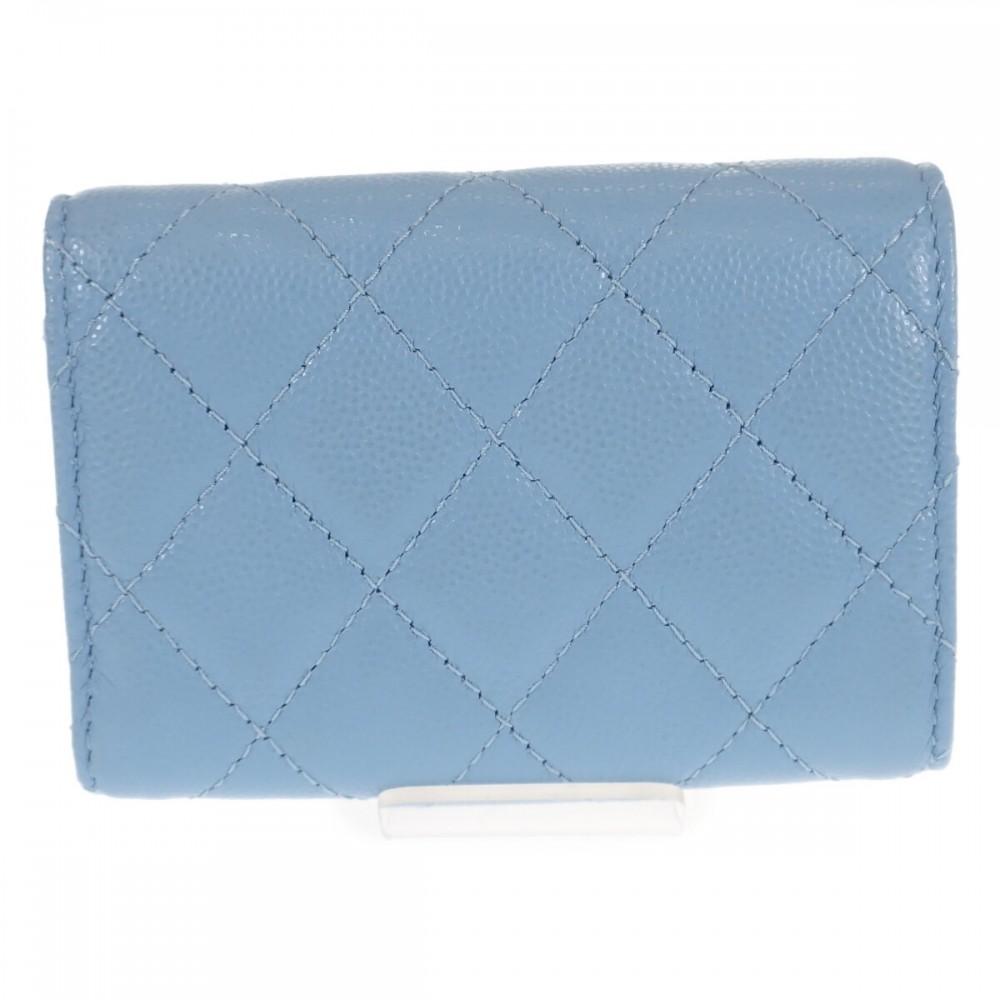 Chanel AP3397 Tri-fold Wallet Strass Blue Women