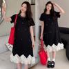 2026 Summer Petite Maternity Knit Dress - Korean Style, Loose-Fit, Slimming, Round Neck