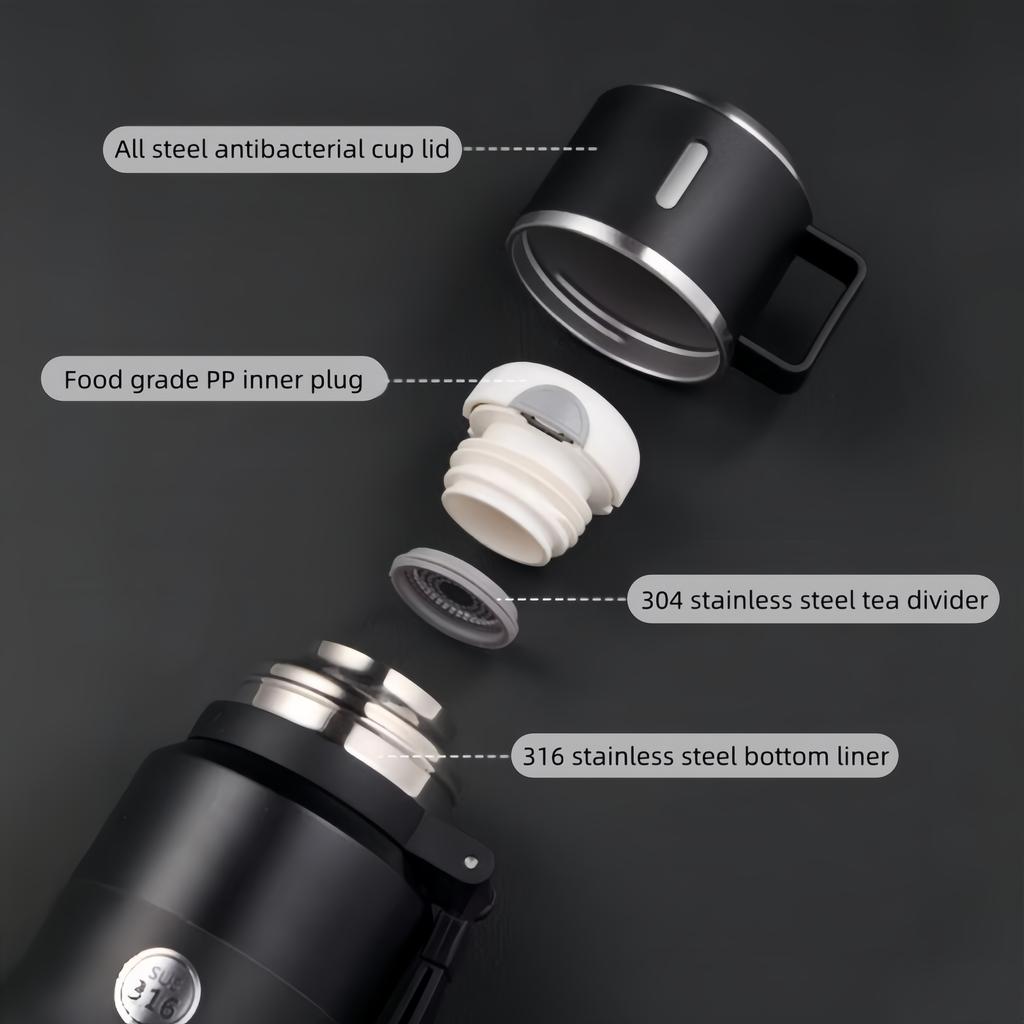 בקבוק מים תרמי בקיבולת גדולה 1 ליטר / 1.5 ליטר, בקבוקי ואקום, בקבוק תרמוס מפלדת אל-חלד, בקבוק לשמירה על מים קרים וחמים לקפה