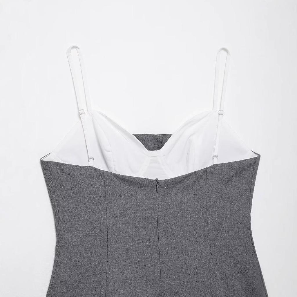 2025 Spring Women's European & American Style Poplin Patchwork Short Dress