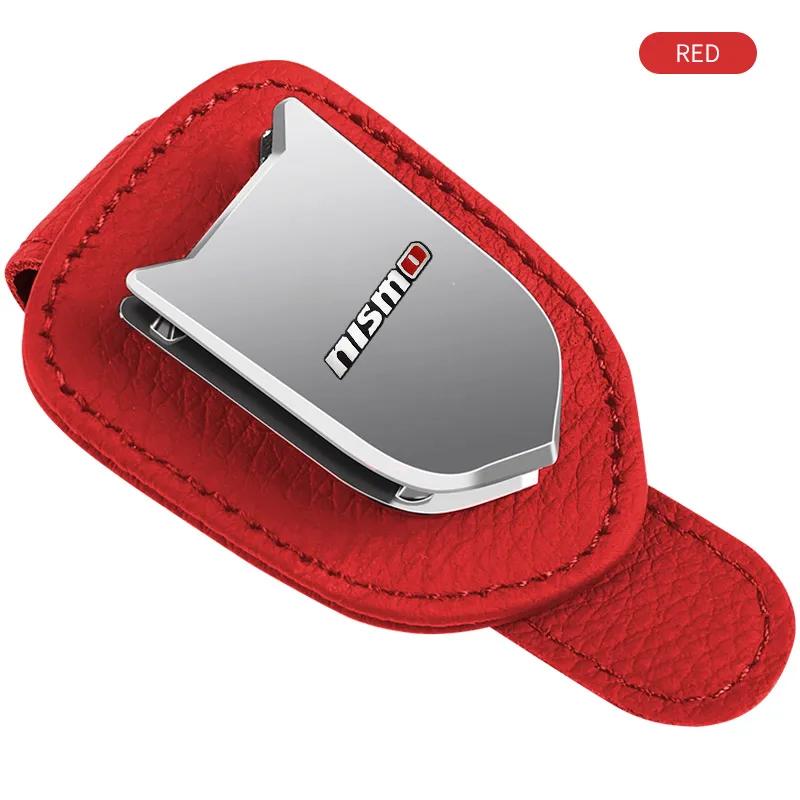 Car Glasses Cases Ticket Card Clamp Car Sun Visor Leather Metal Sunglasses Holder For Nissan Nismo Tiida Teana GTR Juke Qashqai