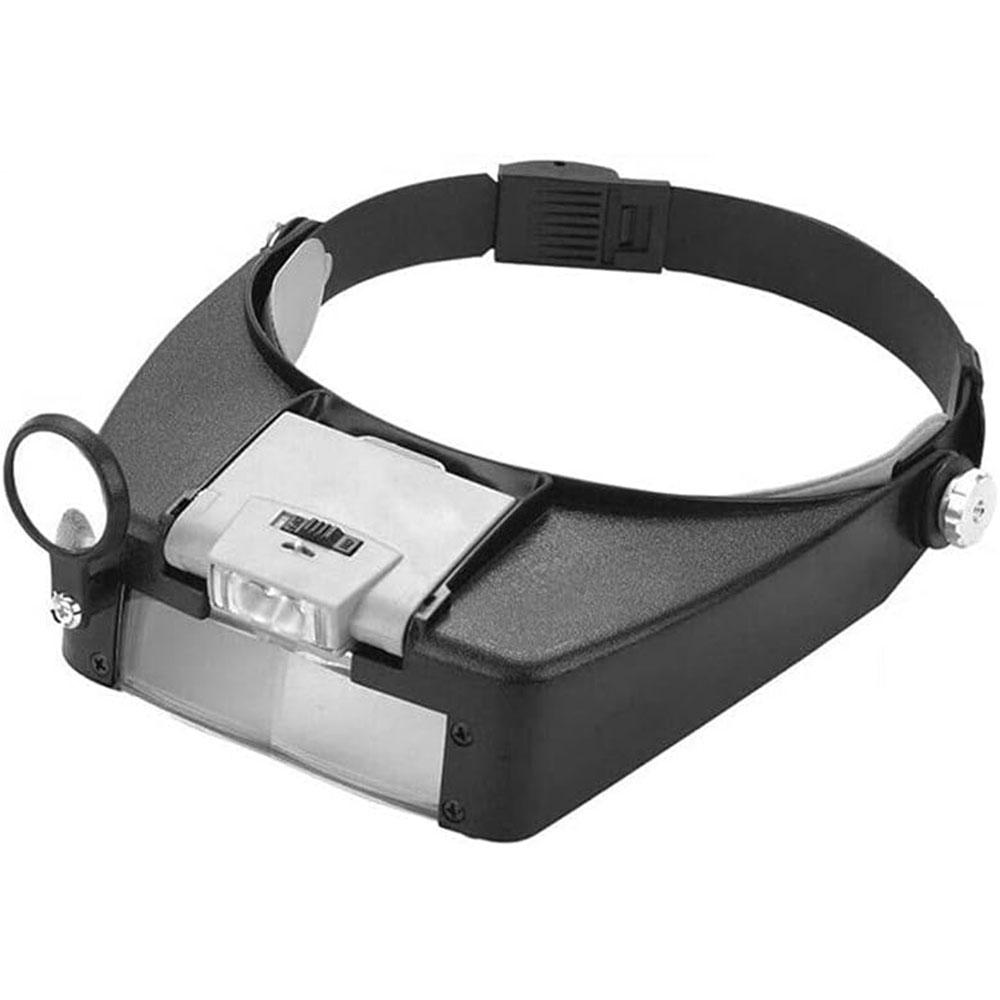 Head-Mounted Magnifier with LED Light, Headband Double Lens Reading Magnifying Glass for Close Work Loupe-15.5X 3X 8.X 10X
