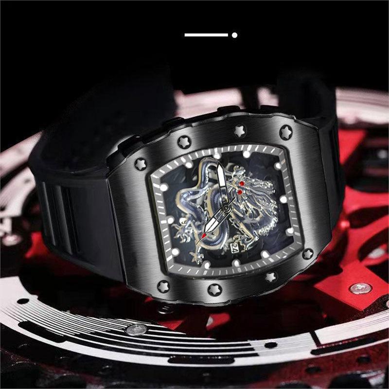 New Richard Domineering Silver Dragon Luminous Waterproof Men's Wristwatch
