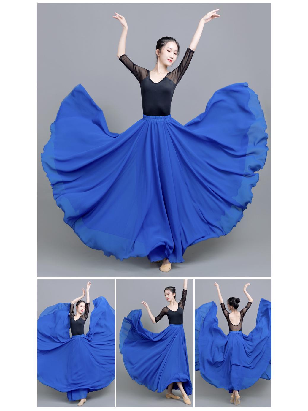 Агент 720° Двухслойная шифоновая танцевальная юбка для женщин - Однотонная длинная миди-юбка королевский синий