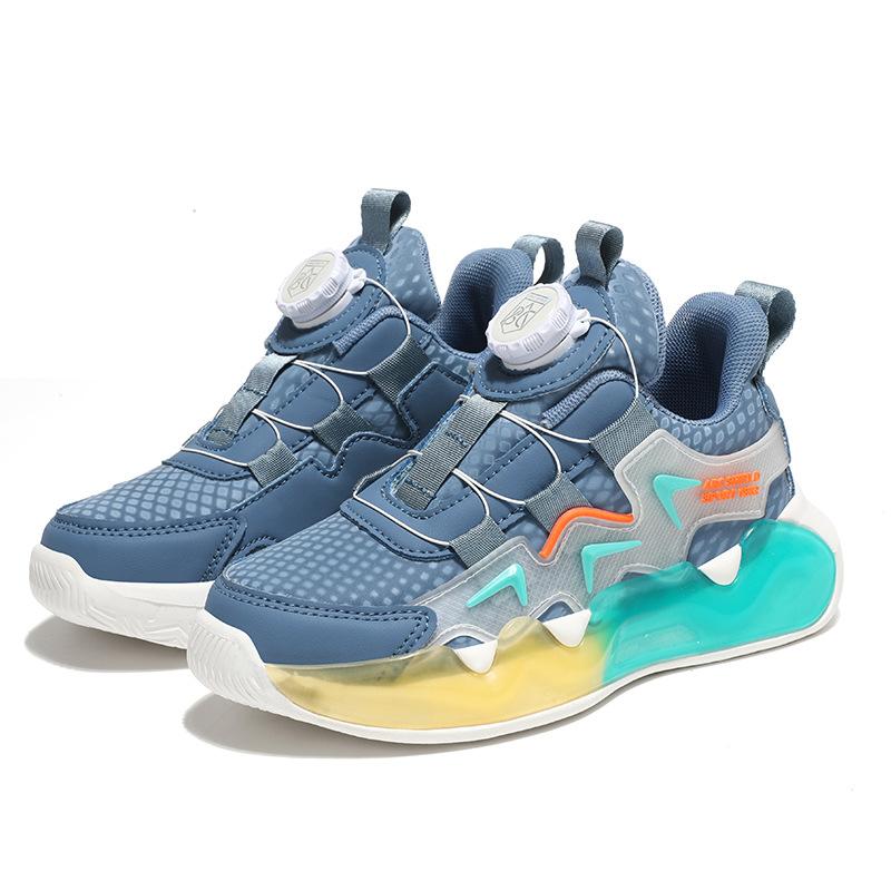 Children's Colorful Sports Shoes 2025 Boys Personalized Rotating Button Breathable Shoes Medium Older Children and Girls Outdoor Running Shoes