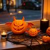 3D Printed Pumpkin Decor 2Pcs Demon Figurine, Devil Statue with Bat Spooky Wings & Horns, Sculpture for Halloween Party Decoration Figurine