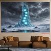 2D Artistic Magical Citadel Tapestry for Content Creation & Home Decor