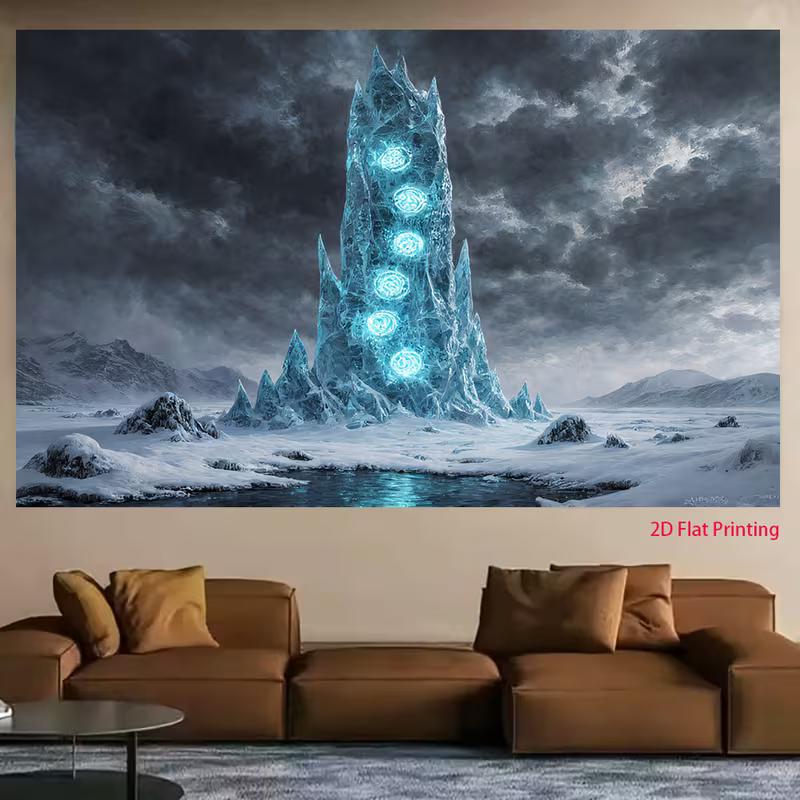 2D Artistic Magical Citadel Tapestry for Content Creation & Home Decor