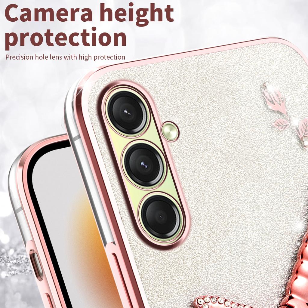 KADEM For Samsung Galaxy A17 Case Dragonfly Kickstand TPU Flowers Glitter Phone Cover