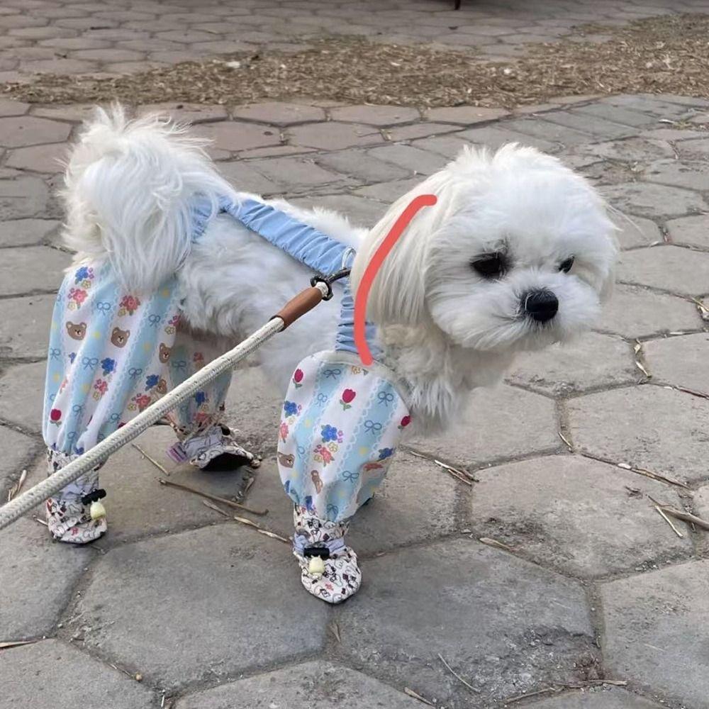 Polyester Dog Four Legged Pants With Shoes Dog Leg Protection Pants  Summer