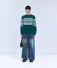 IRONYPORNO WHITELINE 86-Iroj366 Solid Striped Long Sleeve Knit Green