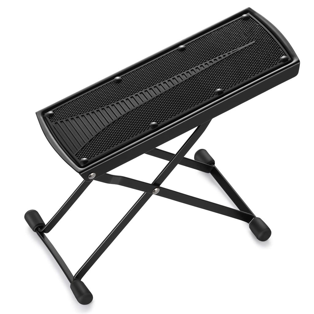 Miwayer Gitarren-Fußstütze Pedal Metall Rutschfeste Gummiunterlage Verstellbar Faltbar 4/6-stufige Höhe Fußbrett für Gitarrenzubehör