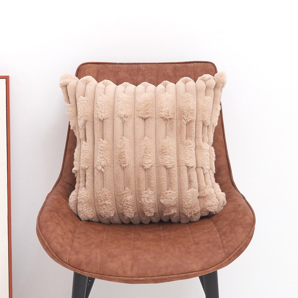 Modern Simple Imitation Rabbit Fur Pillow Case Double-sided Wheat Ear Three-dimensional Cushion Cover Sofa Living Room Pillow Case