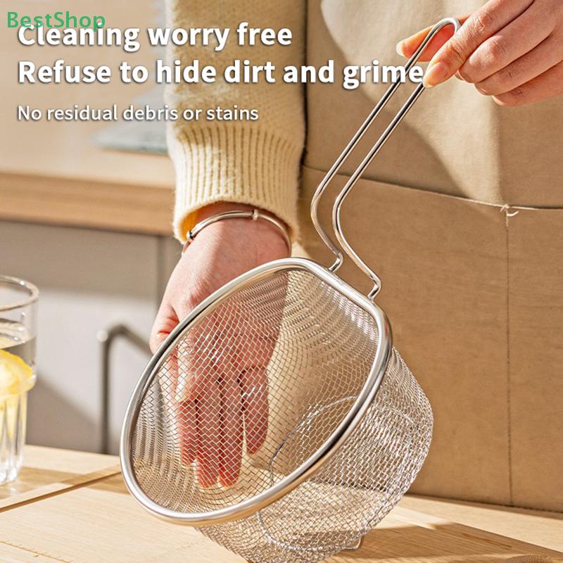 316 Stainless Steel Skimmer Draining Basket,Home Kitchen Noodle Strainer, Fine Mesh Boiling Noodles And Deep-Frying Filter Net