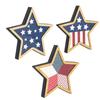 Wooden Star Shaped Tabletop Decor Set of 3 Rustic Layered Design Patriotic Themed Wooden Star Ornaments for Home Office Display