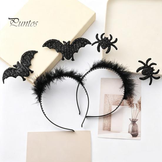 Halloween Headband Costume Accessories Headbands, Black Spider Bat Headband, Glitter Fluffy Hair Hoop Dark Style Cosplay for Women, Teens, Cosplay,