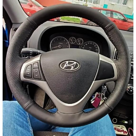 Customization Hand Sewing Microfiber Leather Black Car Steering Wheel Cover Accessories For Hyundai I30 2008 2009 2010 FD