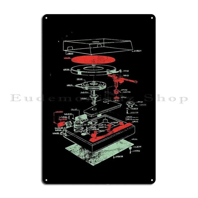 Dj Turntable Record Player Analog Synth Synthesizer Design Metal Sign Retro Garage Plaques Printed Cave Tin Sign Poster 20x30cm(7.8x11.8inch)