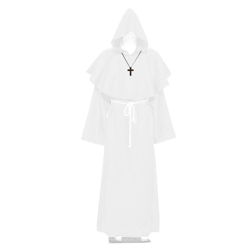 Halloween Cosplay Antikes Kostüm Mittelalterliche Mönchskutte Zaubererkostüm Priesterkostüm Set Rollenspiel
