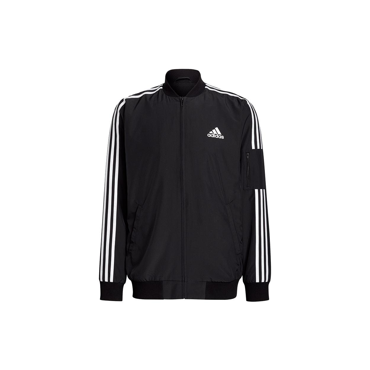 adidas M 3s Bomber Jkt Contrasting Colors Stripe Sports Logo Casual Jacket Black Men s GV5254 XXL