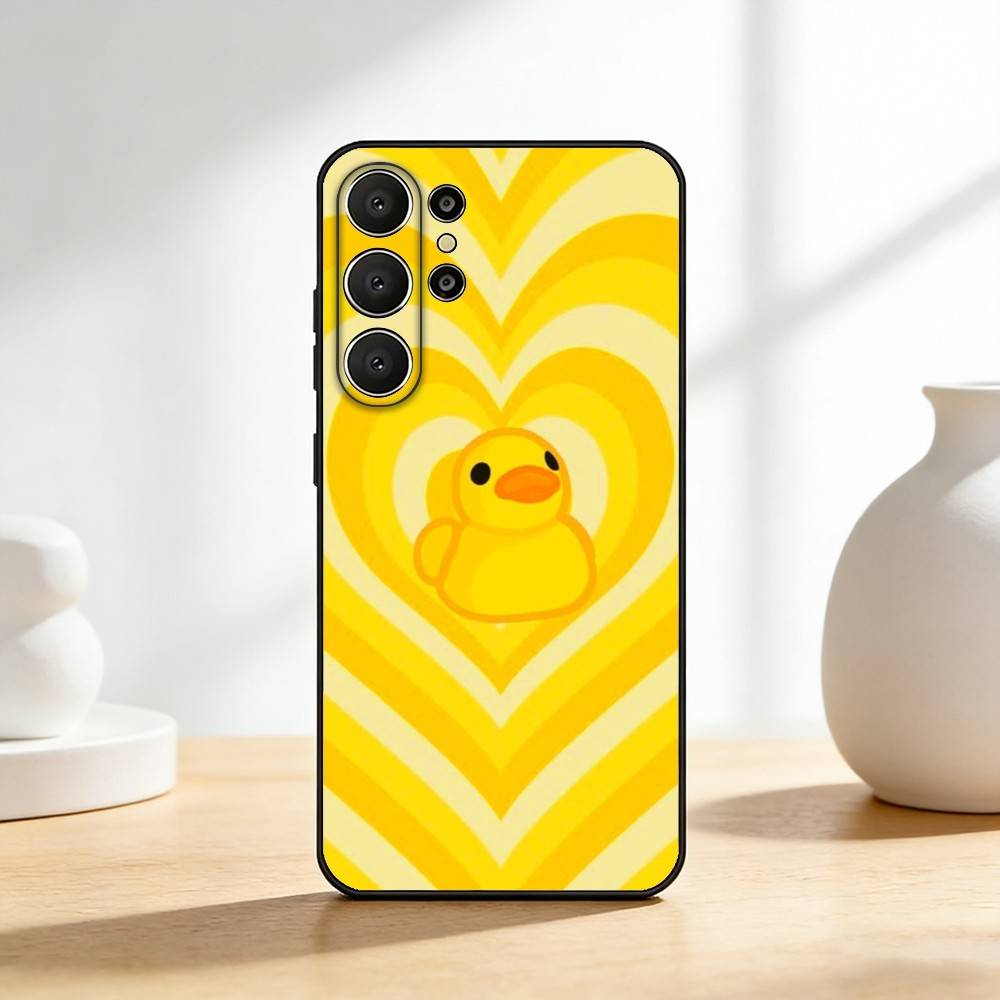 Funny Yellow D-Duck Cute Phone Case For Samsung S26,S25,S24,S21,S22,S23,S30,Ultra,S20,FE,Lite,10,9,Black Cover