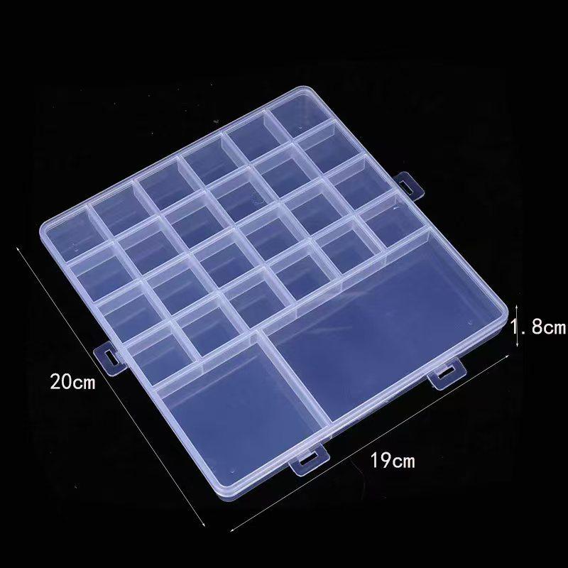 Multisize Anti-Stringing Grid Storage Box for Jewelry and Parts with Slotted Beaded Compartments