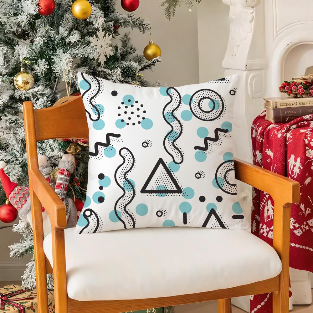 Memphis Seamless Patterns Pillow Case Silky Short Plush With Invisible Zipper Dustproof Sofa Cushion Cover For Home Decor