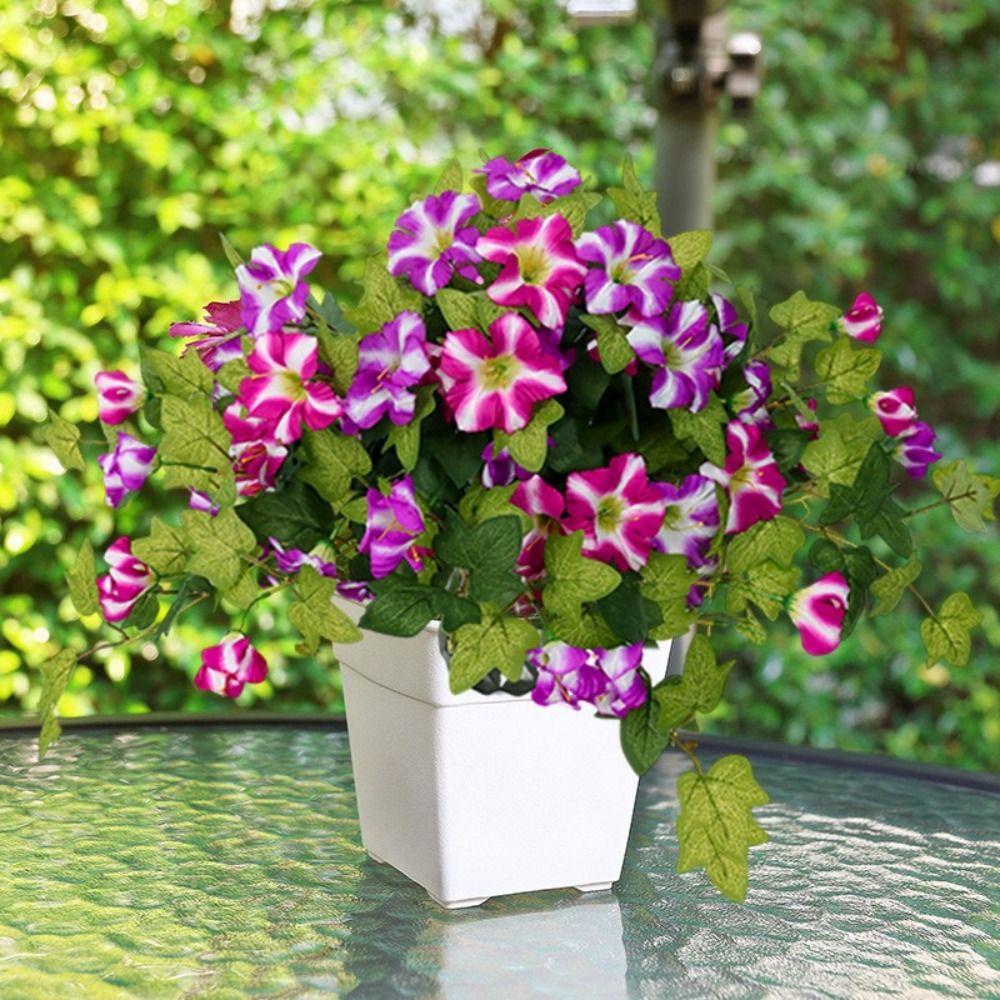 UV Resistant Morning Glory Flowers Silk Material Artificial Trumpet Flower Home Decor