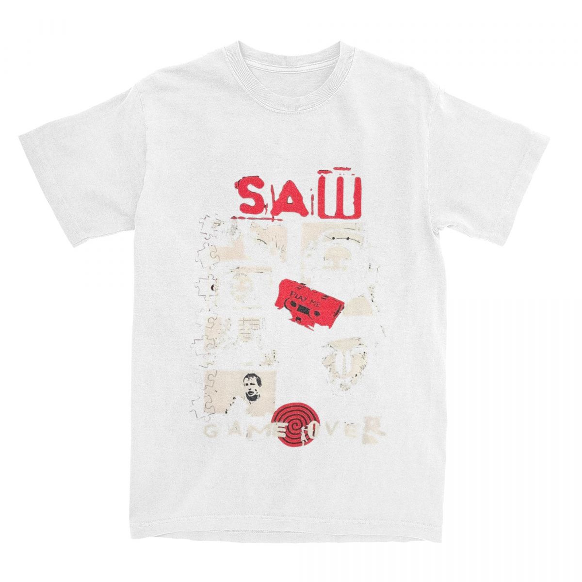 Vintage Saw Jigsaw Game Over Men Women s T Shirts Merch Humor Tees T-Shirt Casual Amusing Harajuku Streetwear Cotton Unisex Tops 4XL