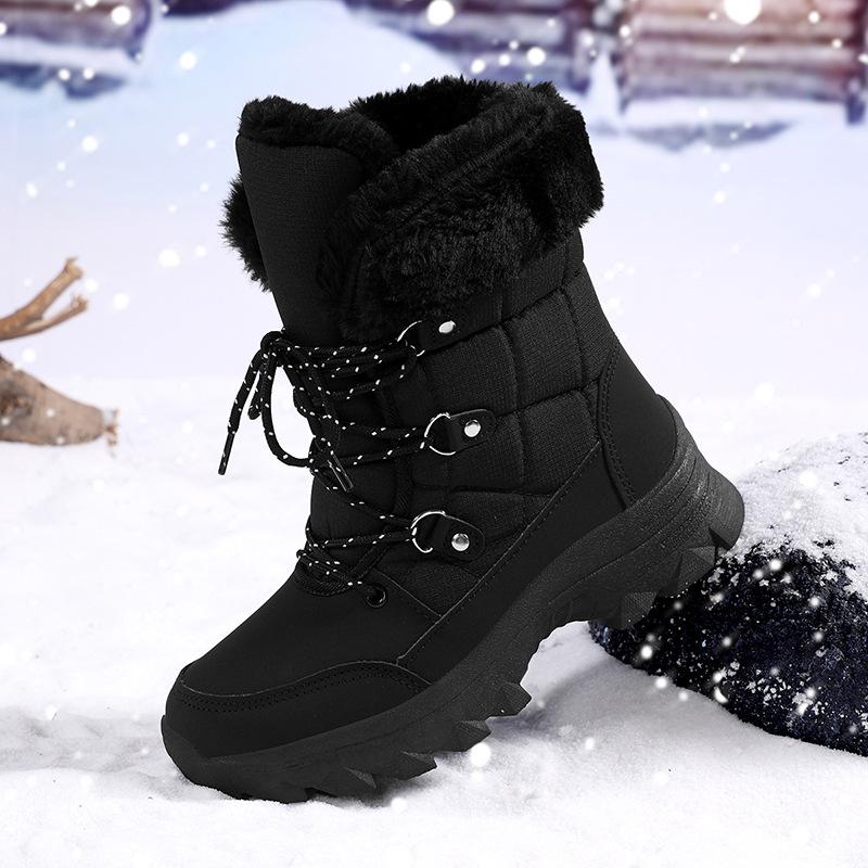 High-top snow boots women's new winter non-slip warm piled thickened Northeast outdoor ski cotton shoes