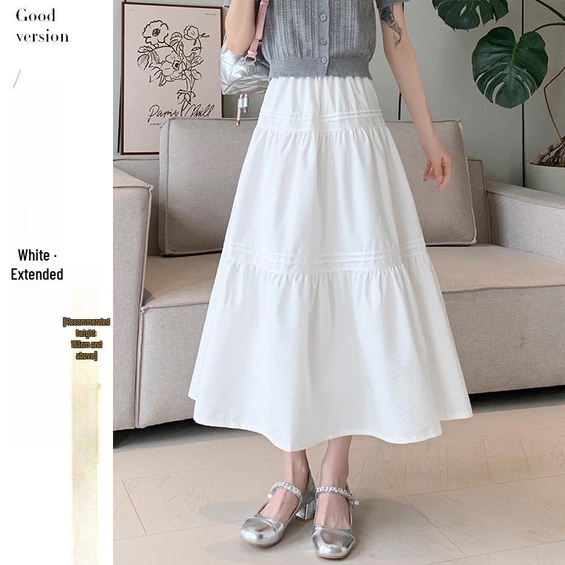 

White High-Waist Slim Midi Skirt - Korean Style, Sweet & Elegant Large