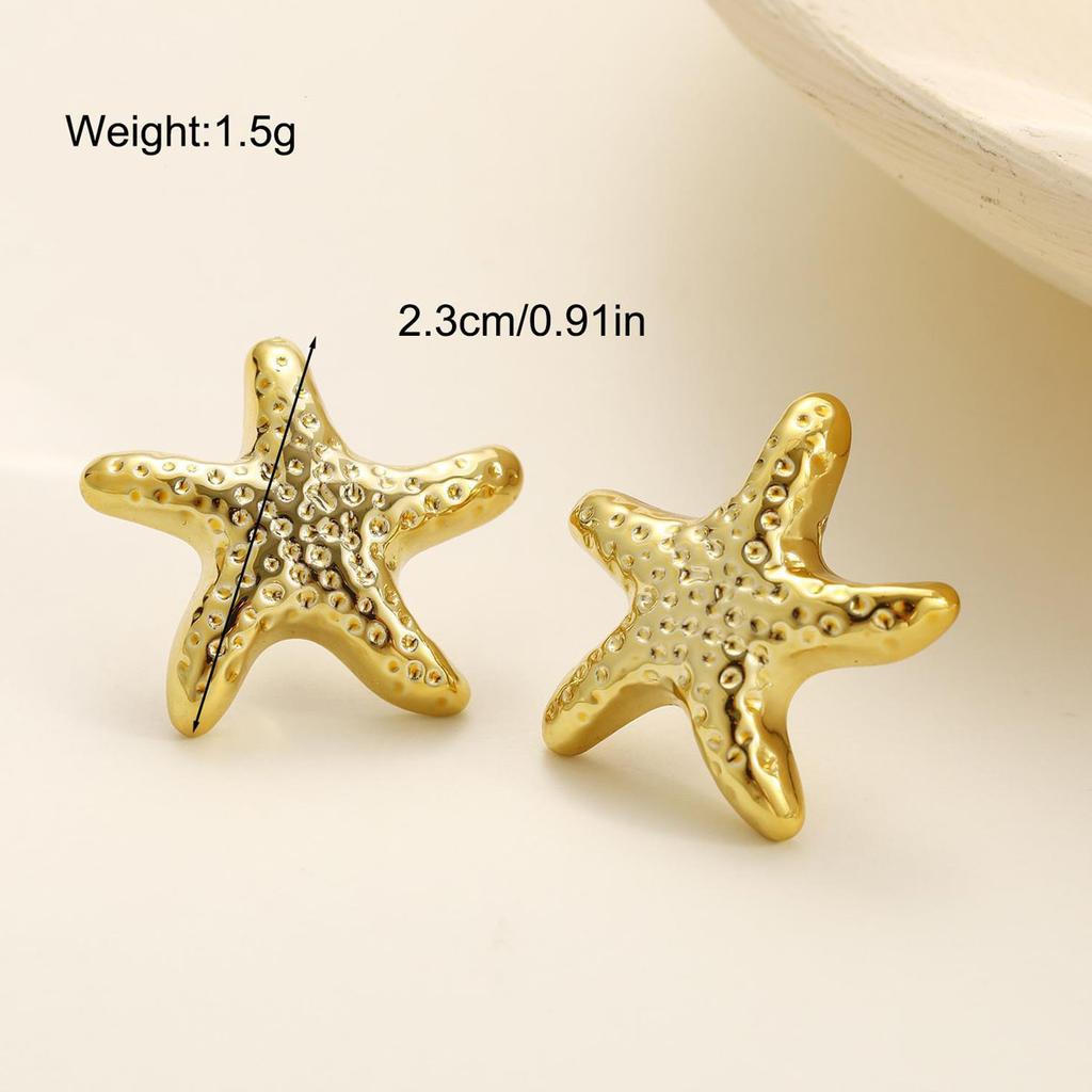 2Pcs/Set Fashion Starfish Stud Earrings For Women Geometric Gold Silver Color Temperament Earrings Summer Beach Jewelry Gift New
