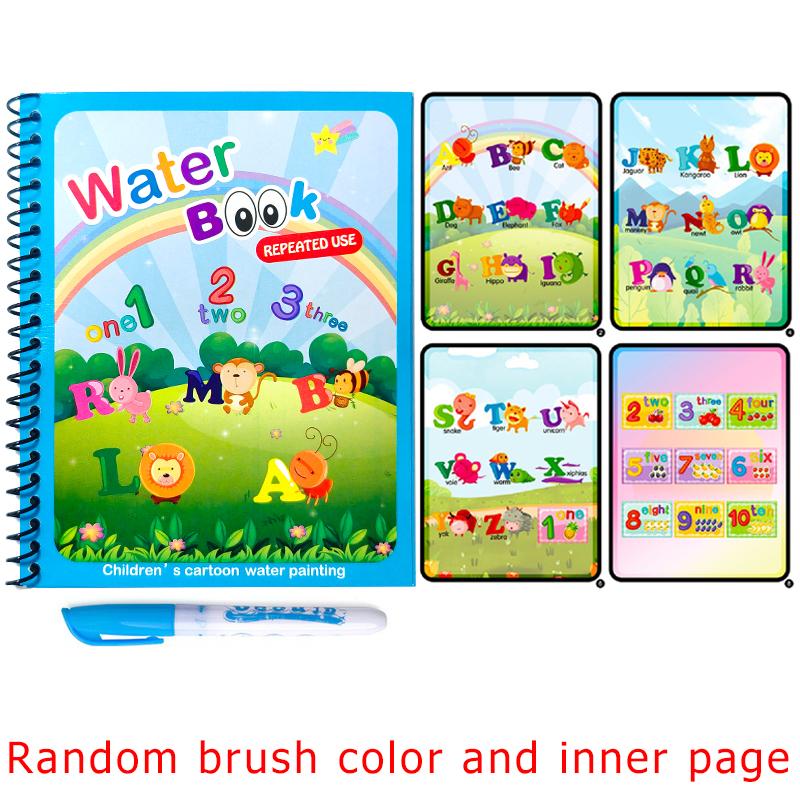 1 Set Sihirli Su Boyama Kitabı Renkli Montessori Tekrar Kullanılabilir Boyama Kitabı Su Fırçası ile Doğum Günü Festivali Grafiti Hediyesi ZYF