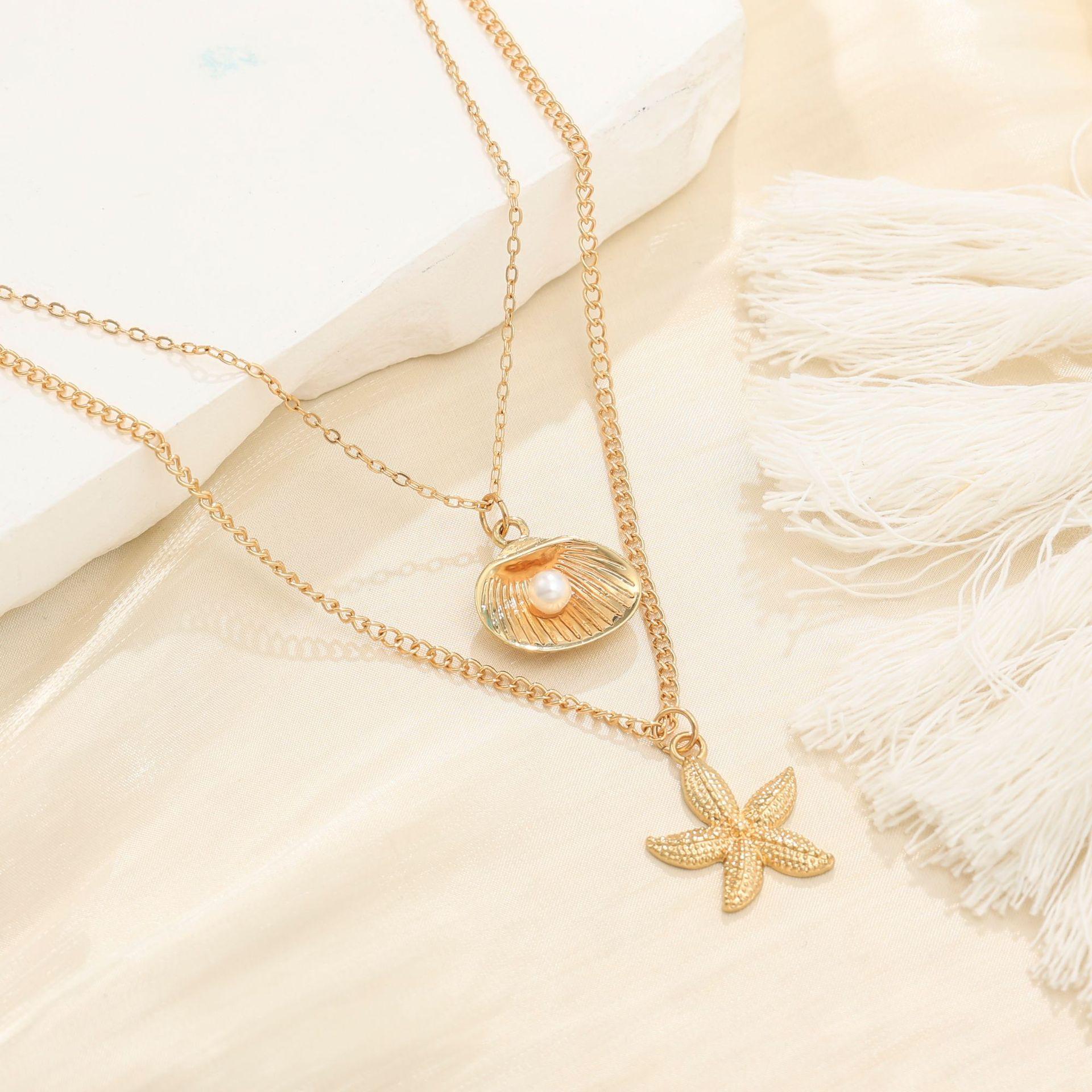 

Модный, литературный и праздничный стиль, металлическое двухслойное ожерелье с подвеской в виде морских обитателей, для повседневной носки и путешествий