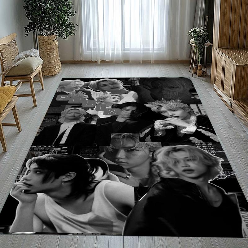 Felix Kpop Stray Kids Star Living Room Non-Slip Area Rug Soft Carpet for Bedroom Kids Playroom Sofa,Home Decor Doormat Gift