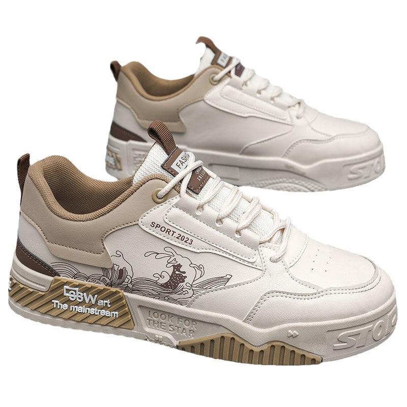 Niche Versatile Height-Increasing White High-Top Sneakers for Men - Trendy Casual Sports Shoes for Spring, Summer, and Autumn.