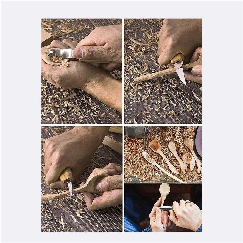 Good-Portable Wood Carving Spoon Blank Set 4PCS, Unfinished Beech And Walnut Wooden Spoons For Art Projects