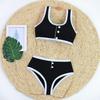 2024 Schwarz & Weiß Colorblock High Waist Bikini - Elegante Bademode im europäischen und amerikanischen Stil