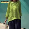 Women's Fashion Casual Solid Color Print Long Sleeve O-Neck Blouses & Shirts