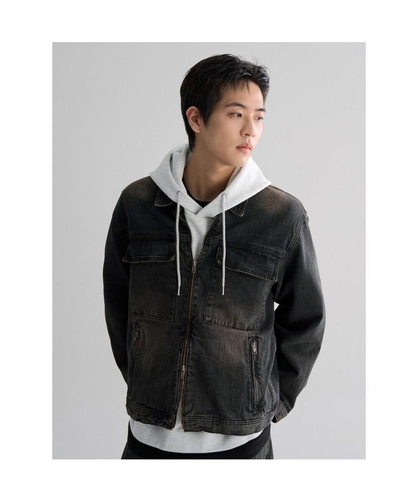 8seconds Collared Zip-Up Denim Outerwear Navy