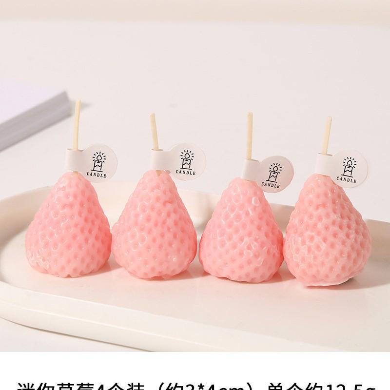 Small Strawberry Ornaments: Creative Fruit Wax Candles for Party Dessert Table & Photogenic Props