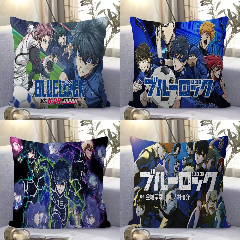 Football Anime B-Blue L-Lock Pillow Anime Pillow Sofa Bed Head Pillow Cover Cushion Cover 45x45 cm Fashion