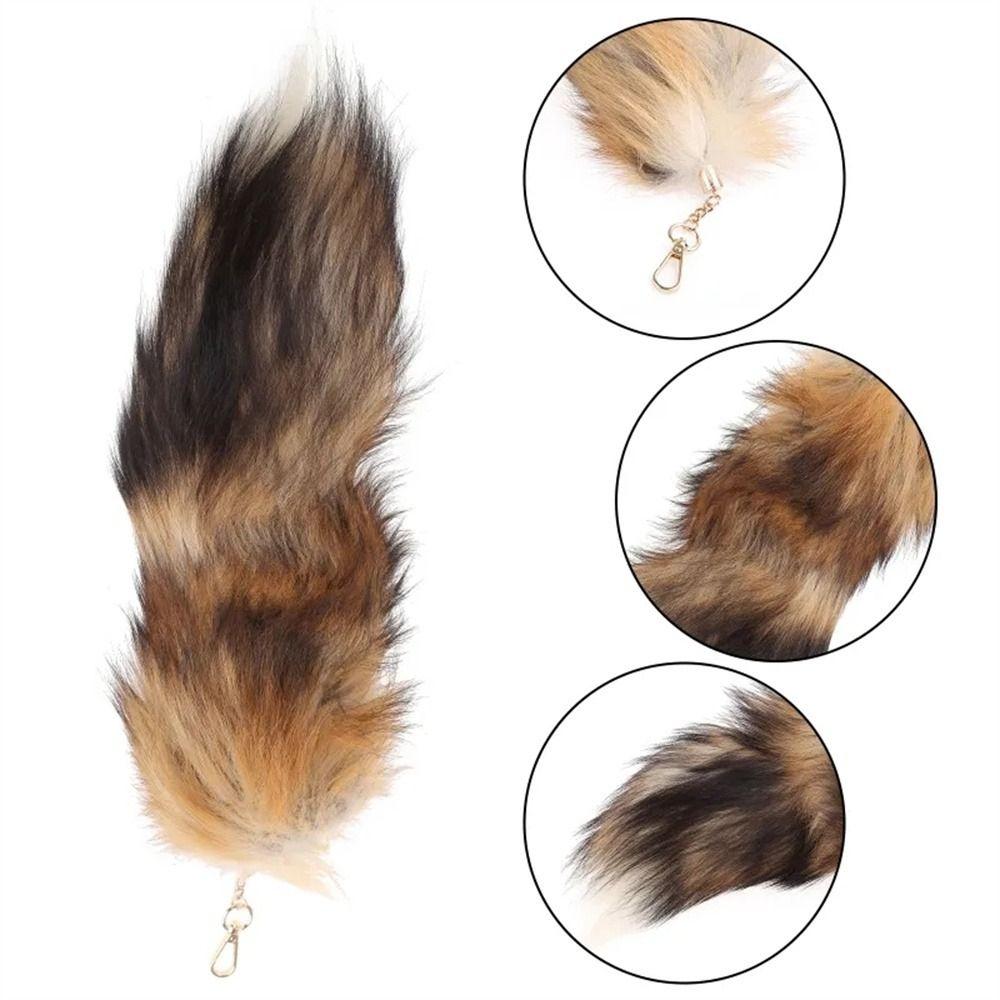 Pompoms Plush Tail Keychain Bag Tassel Fur Pendant Keyring Animal Tail Keychain  Car Keyring
