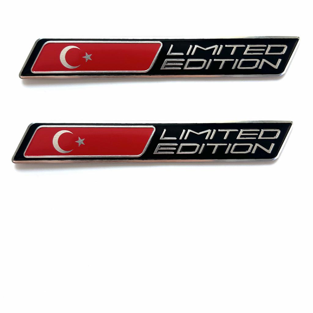 Limited Edition Türkiye National Flag Aluminium Adhesive Emblem Rear Trunk Badge Fender Sticker Body Decal Car Emblem