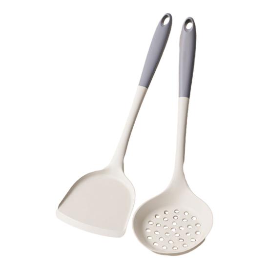 Silicone Spatula Non-Stick Cookware Safe Turner & Slotted Spoon Heat-Resistant Scratch-Free Easy-Clean Kitchen Utensils for Frying Stirring Serving