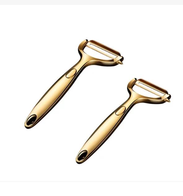 

Золотая овощечистка, картофелечистки, морковные чистки, овощечистка из нержавеющей стали с эргономичной нескользящей ручкой и острым лезвием, кухонные принадлежности