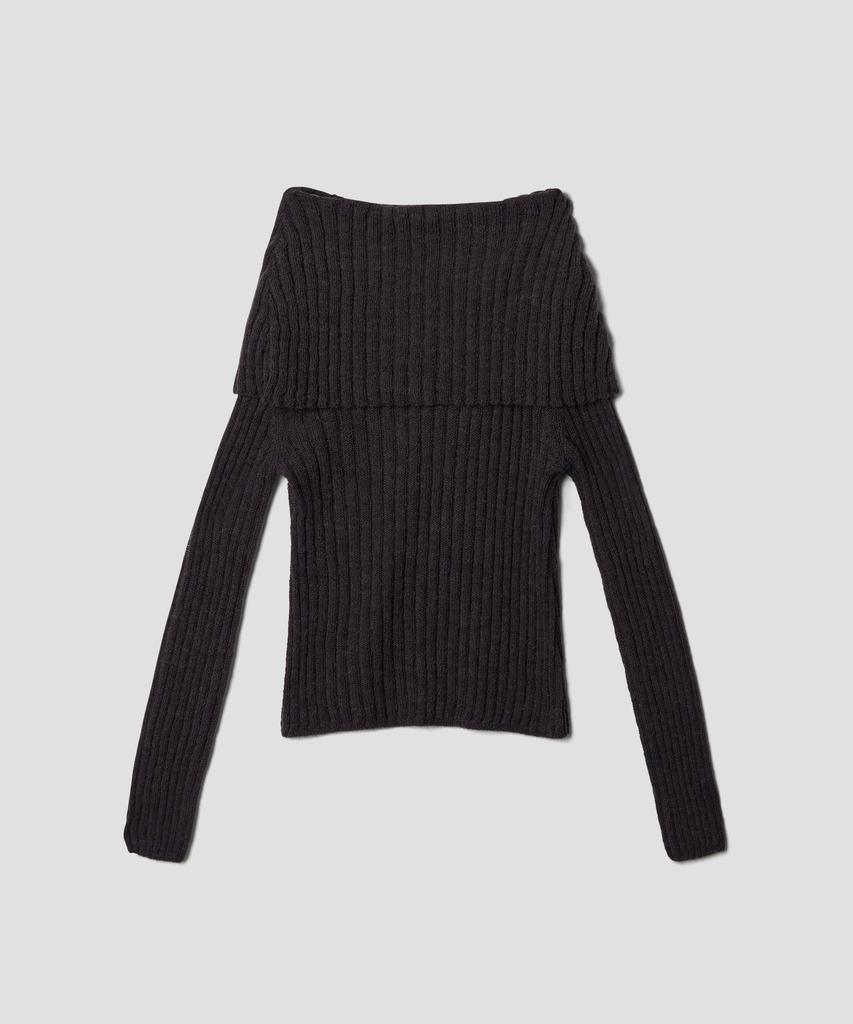 Tudument Shawl Ribbed Sweater Charcoal