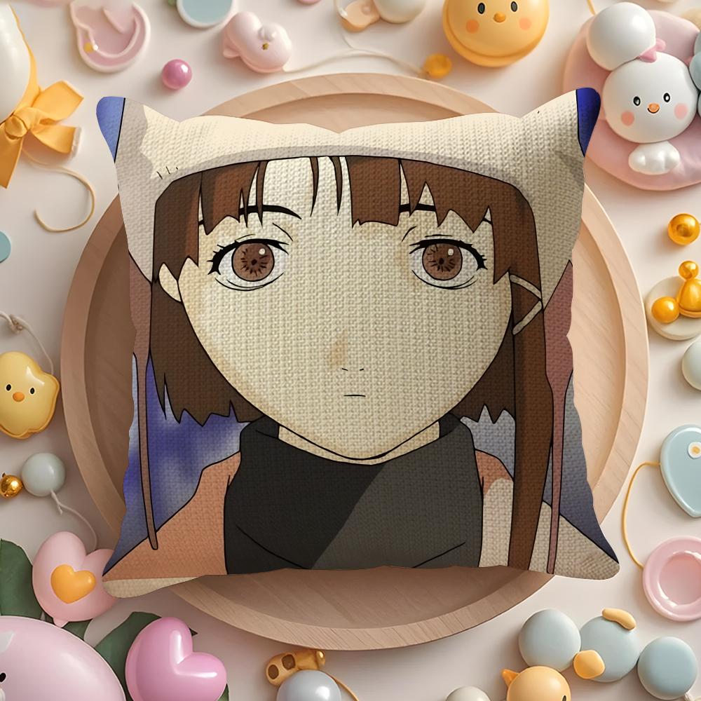 Anime Serial Experiments LLain Pillow Case Pattern Printed Pillowcase for Living Room Sofa Cushion Cover Bedroom Decor