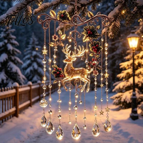 Indoor Outdoor Decorative Chimes Handmade Acrylic Wind for Christmas Window Decoration, Festive Hanging Wall Fireplace Accents Ornaments Outdoor,